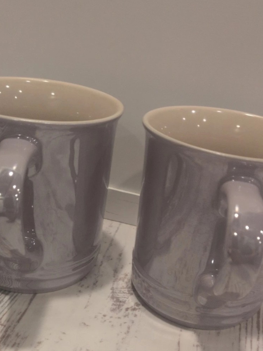 2 Le Creuset 14 Ounce Pearlized Light Bluebell Purple Vancouver Mugs - Picture 6 of 6